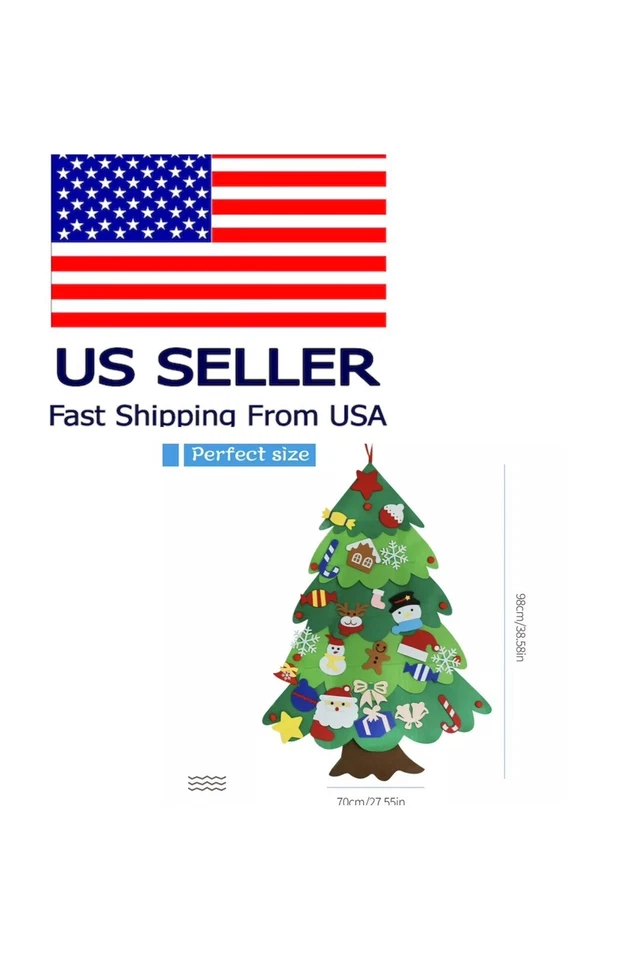 4FT DIY Felt Christmas tree set26pcs detachable ornaments kids wall hanging gift - Image 2 of 4