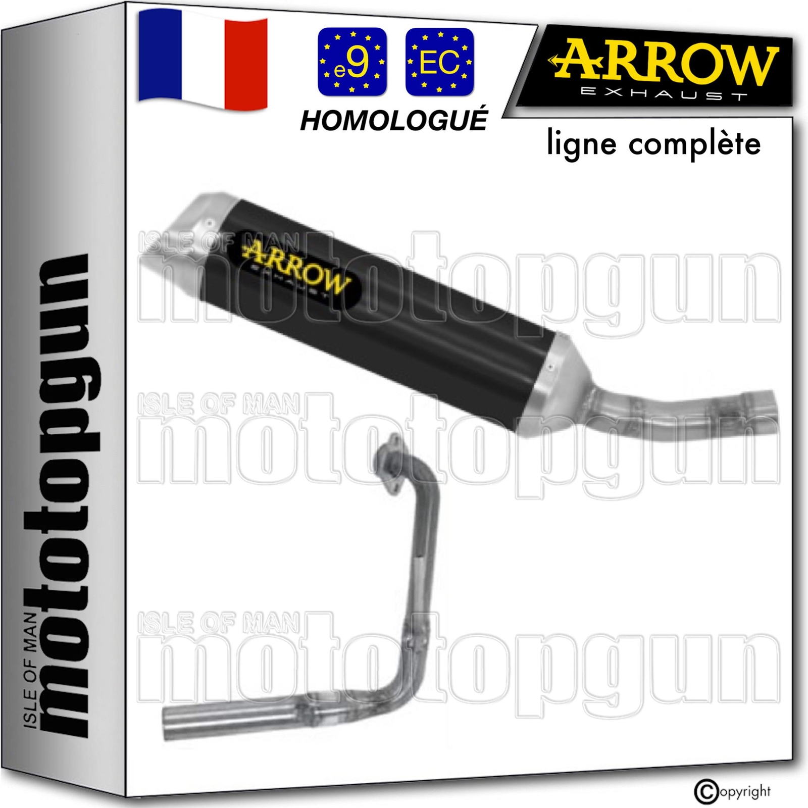 Ligne d'échappement complète Arrow Thunder en aluminium noir YZF R125 2022