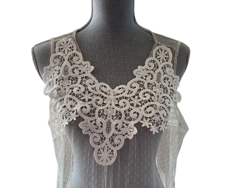 Women's Sheer Mesh Top Cover Up Size XL white Crochet Appliqués unbranded - 第 1/15 張圖片