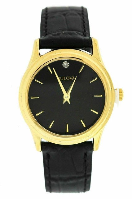 gold black leather watch