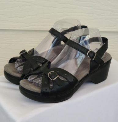 Dansko Sissy Black Leather Slingback Block Heel Sandals Womens Sz 40 US 9.5  - 10 | eBay UK