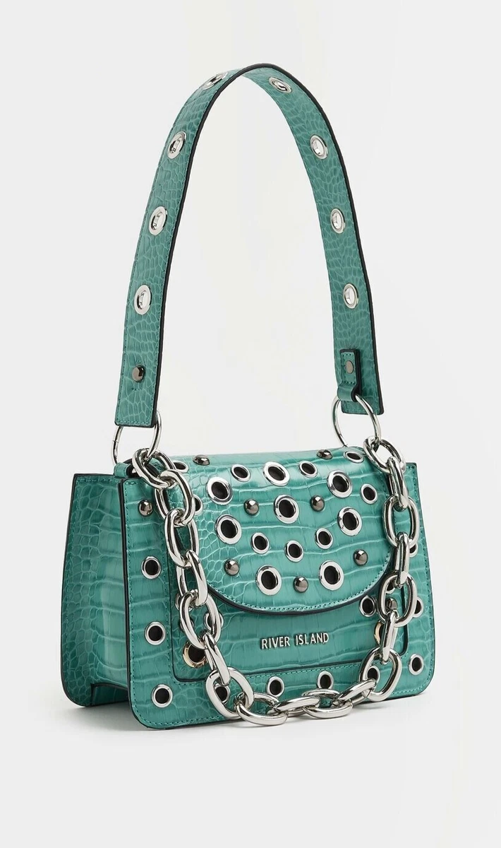 River island online green slouch bag