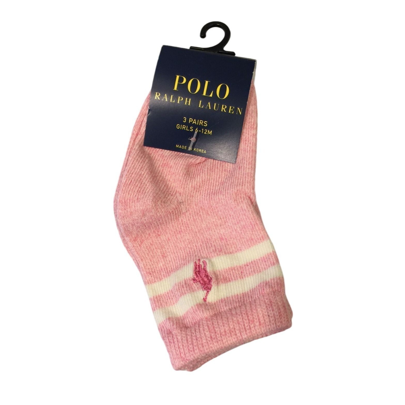 Calze Ralph Lauren neonato 6 12 mesi rosa grigio lilla logo pony