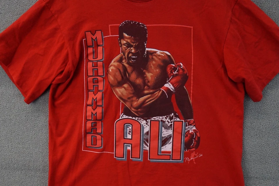 Camisa MUHAMMAD ALI Vintage BOXING Grande NUTMEG MILLS Roja Años 90 Doble Cara Foto 3 de 4