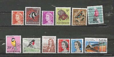 AUSTRALIA , 1966/70 , MIXED LOT OF 12 STAMPS , PERF , USED , CV$4.05 ...