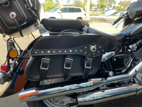 Australian BikersGear Motorcycle Motorbike Cruiser Saddle Bag Pannier Studed - Picture 1 of 5