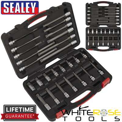Sealey Spline Steckschlüssel-Bit-Satz 26-teilig 3/8'' Antrieb M5-M16 Premier lange Reichweite 48-200 mm