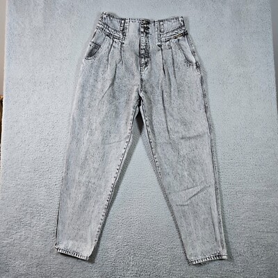 Brittania Jeans Women 29x29.5 Black Acid Wash Gypsy Queens 90s High Rise Tapered