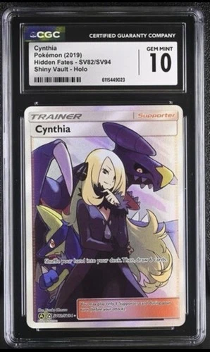 CGC 10 2019 Pokemon Sun & Moon Hidden Fates Cynthia SV82/SV94 Full Art Gem Mint