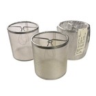 3 Shades of Light Chandelier Mini Drum Lamp Shades Silver Organza Clip On