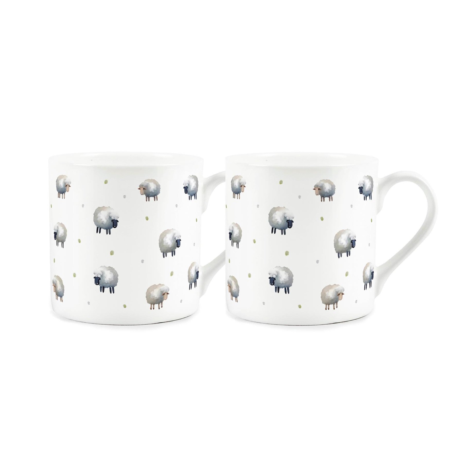 Spring Sheep Bone China Mugs Set of 2 - Countryside Farm Animals Gifts