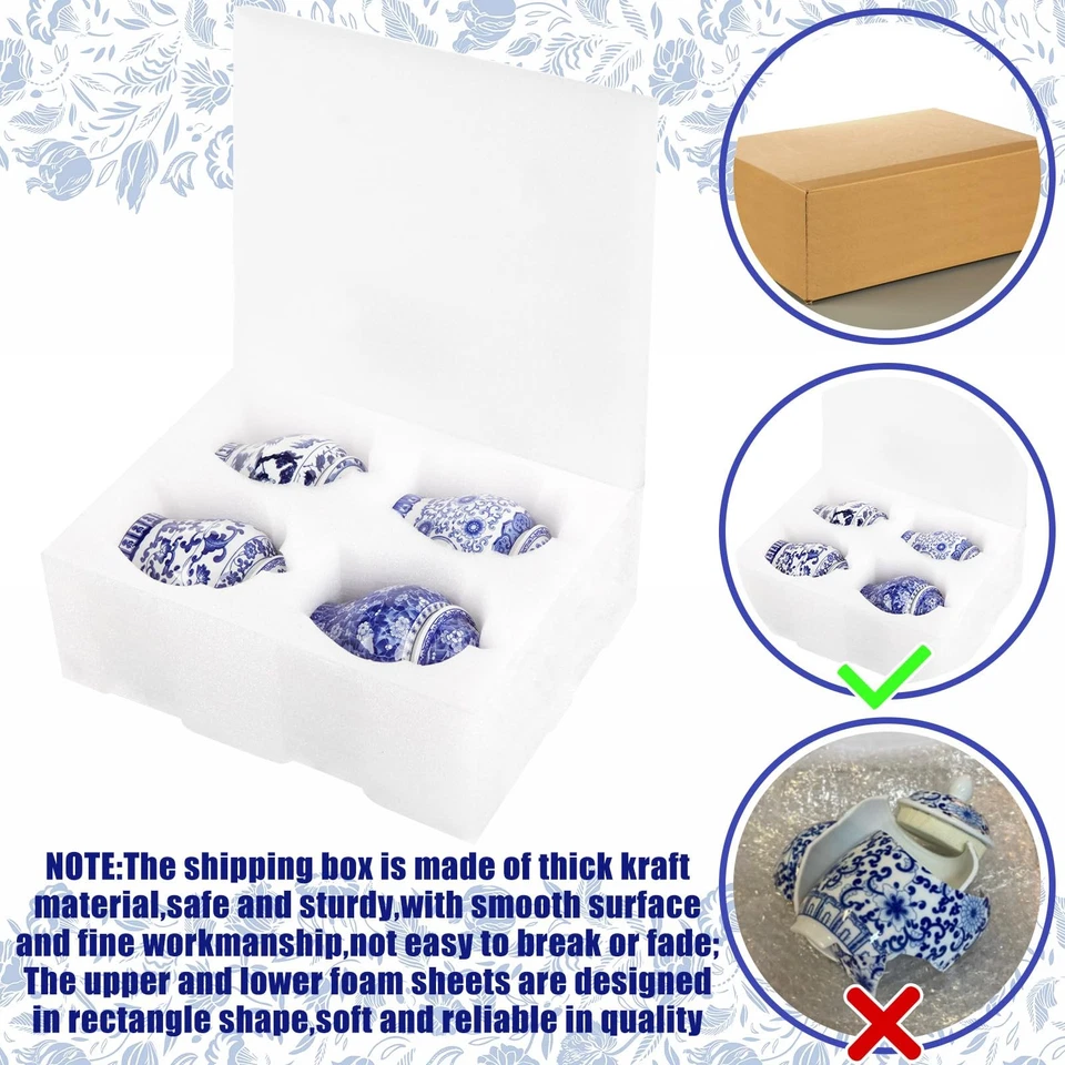 Pequeños frascos de cerámica azul y blanco de jengibre azul chinoiserie decoración jarrones porcelana... Foto 3 de 4