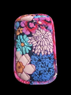 Vera Bradley Floral Fiesta Pattern Eyeglass Case Pouch Retired Vibrant Pink Blue