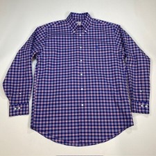 Brooks Brothers Madison Fit Shirt Mens M Blue Red Plaid Non-Iron Stretch Supima