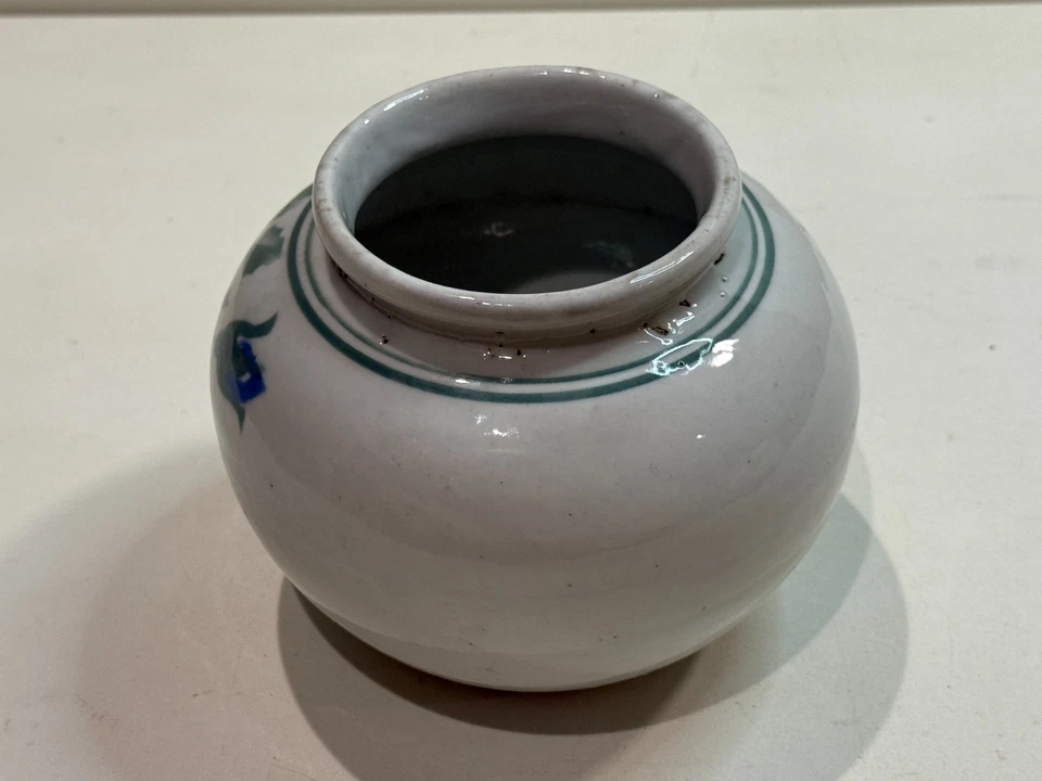 Jarrón de cerámica antiguo coreano rosa azul pintado a mano tarro de cerámica, Joseon tardío Foto 3 de 4