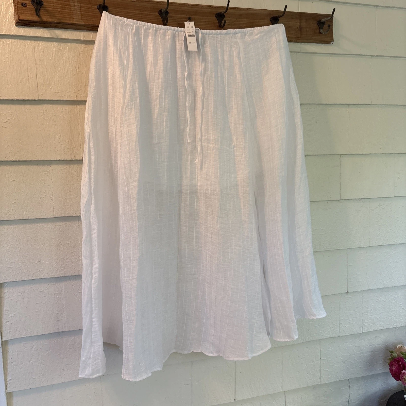 J Crew Pleated Drawstring Maxi Skirt Linen Blend White Lined Cl539 XL
Opens in a new window or tab