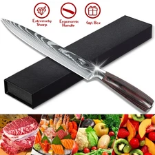 Kitchen Chef Knife 8" Slicing Knife 7CR17 High Stanless Steel Japanese Damascus
