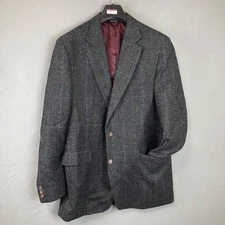 Linett Ltd Mens Grey Worsted Wool Sport Coat Jacket Two Buttons Tailored in USA