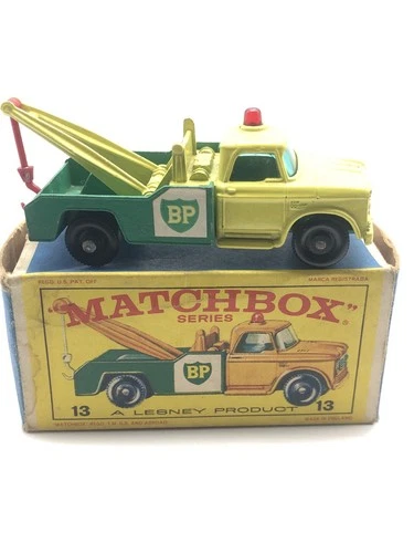 VTG Matchbox Lesney #13 BP 1965 Dodge Wreck Truck Red Hook Original Box