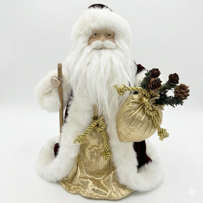 Giftcraft Santa Tree Topper Table Decor Maroon Gold 11'' Old World NEW 682197