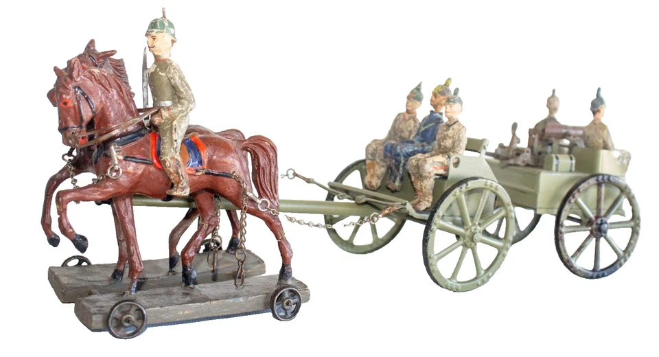 Early  WWI Version of Lineol German Army MG 08 Horse Caisson 8.5cm - Image 4 of 4