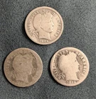 Lot of 3 Barber Dimes 90% Silver  1904, 1908S, 1914D