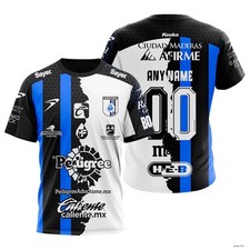 Camisa personalizada LIGA MX Queretaro F.C 3D 2025 Home Mix rayas azules-negras