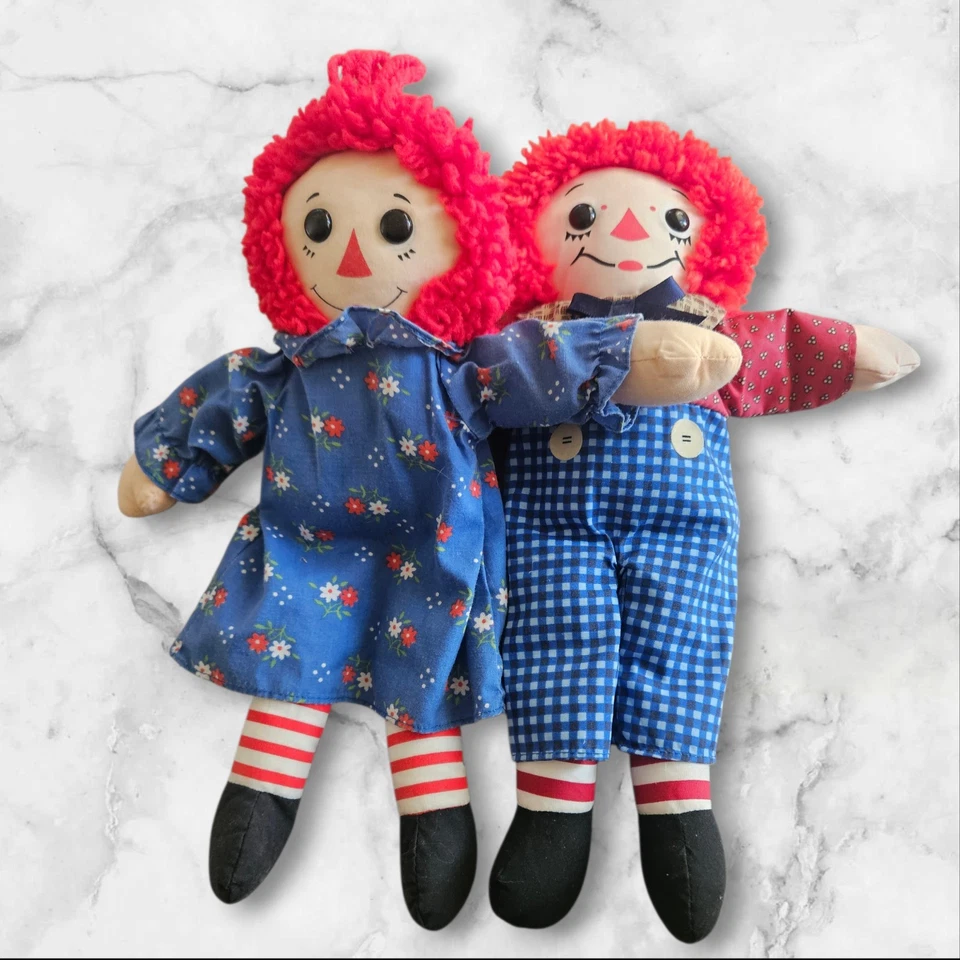 Pareja de muñecas de tela Hasbro Raggedy Ann & Andy de colección etiqueta I Love You 12 pulgadas Foto 2 de 4