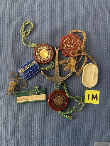 Lot 1M Vintage Rolex & Omega Hang Tags & Rolex Anchor