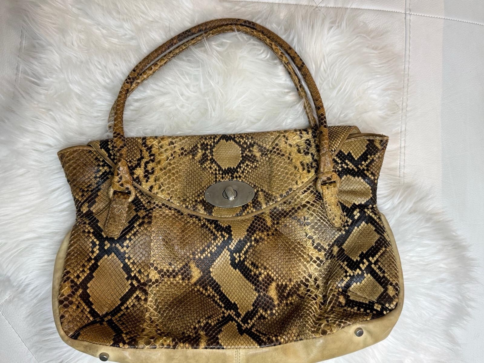 B. Makowsky Genuine Python Snakeskin Leather Larg… - image 1