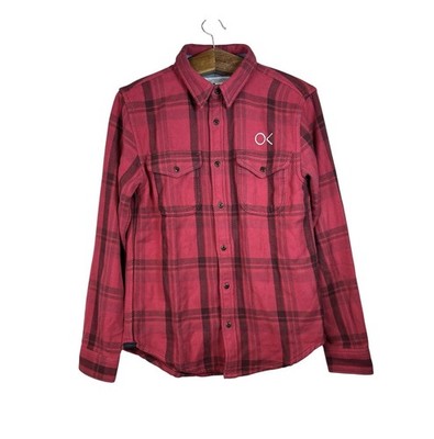 Outerknown Flannel Shirt Organic Cotton Heavy Twill Plaid Button Up Red Black S