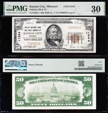 Awesome *SCARCE* Crisp Choice VF++ 1929 $50 KANSAS CITY, MO National! PMG 30!