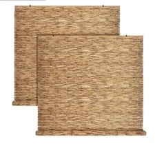 2 Pcs Bamboo Shades Outdoor Reed Roll up Blinds 60 W x 72 H Blackout Sunshade...