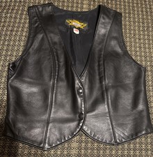 UNIVERSAL RIDER Vtg. Motorcycle Riding womens leather vest black Medium