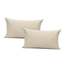 Lumbar Throw Pillow Covers 12x20 Set of 2 Beige 20" x 12" Pack of 2 Linen