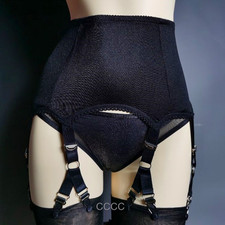 Sheer Mesh Garter Belt 6 Straps 12 Metal Clips Undergarment Cincher