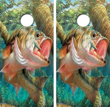 Large Mouth Bass Cornhole Board Decal Wrap FREE Laminate
