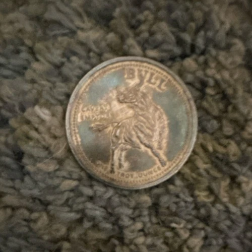 Bull and Bear Silver Round -1 Troy Ounce NEEDS TO BE POLISHED