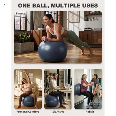 Yoga Ball for Exercise, Daily Stretching, Pilates, Core & Balance Training, S...
