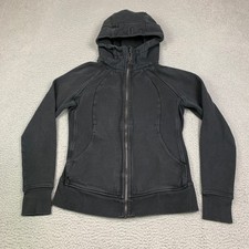 Lululemon Scuba Hoodie Women Size 8 Black Full Zip Jacket Athleisure LW4AWMS Jog