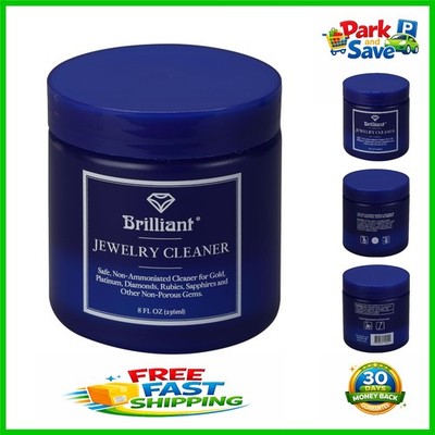 Fast-Acting 8oz Jewelry Cleaning Liquid - Non-Toxic with Brush & Basket Included