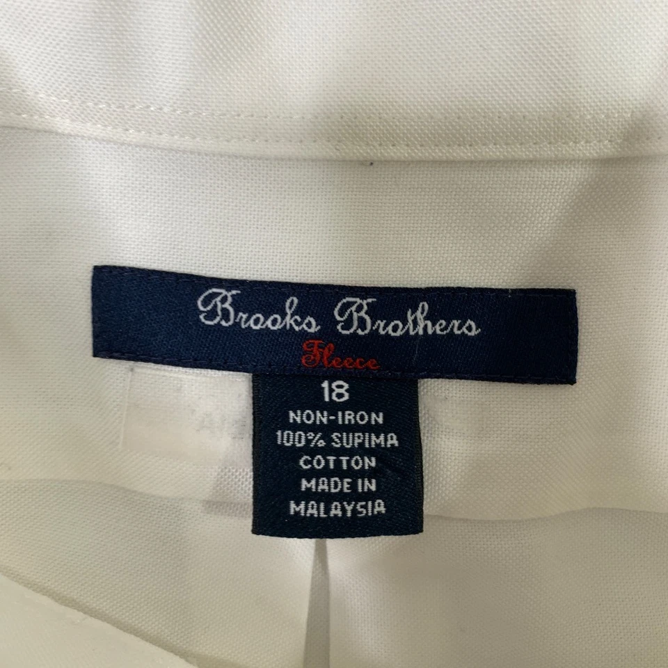 Camisa Brooks Brothers Niños Adolescentes 18 Blanca Supima Sin Hierro Abotonada Manga Larga Foto 4 de 4