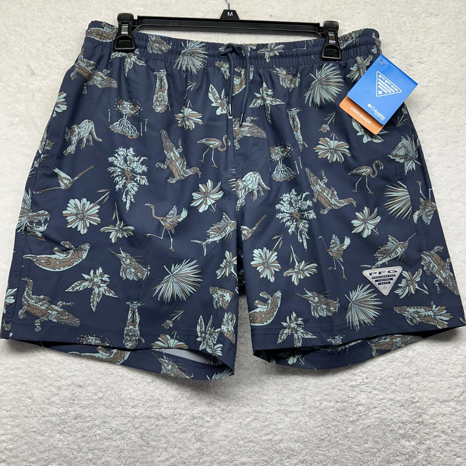 Columbia PFG Mens Size S Blue Animal Rambler Printed Water Shorts