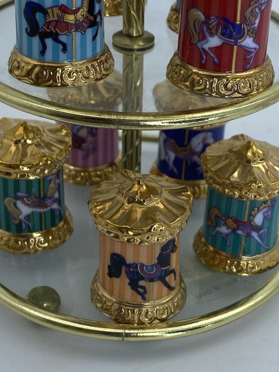 Franklin Mint Carousel Magic Horse Thimble Complete Set Porcelain