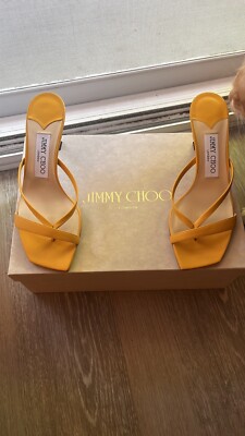 $595 Jimmy Choo Maelie 70 Thong Sandal Mules Yellow. Excellent