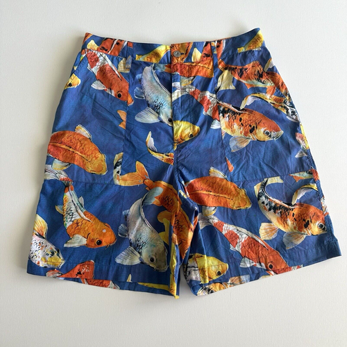 Kings of Indigo Miguel Carp Aloha Mens Shorts Size 32 All Over Print Goldfish