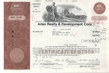 Arlen Realty & Development Corp - Original Stock Certificate  - 1971 - NCU11197