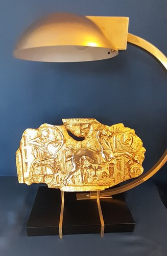 Erhabene Kunstlampe Bronze und Messing 1970 gleich Lampe Charles Jansen - Bild 4 von 15
