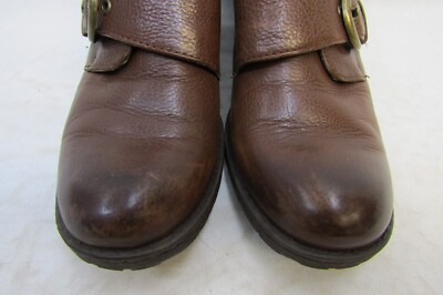 Born Womens Size 8 M Brown Leather Zip Buckle Heeled Ankle  display picture 2