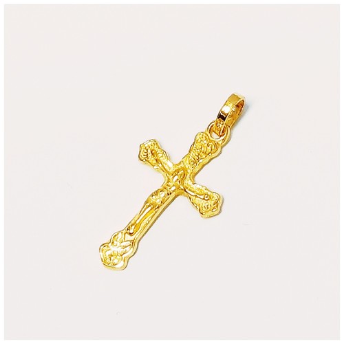 24k Solid Gold Cross Crucifix Pendant 